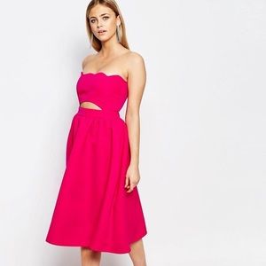 BooHoo x ASOS Pink Scalloped Cut Out Dress